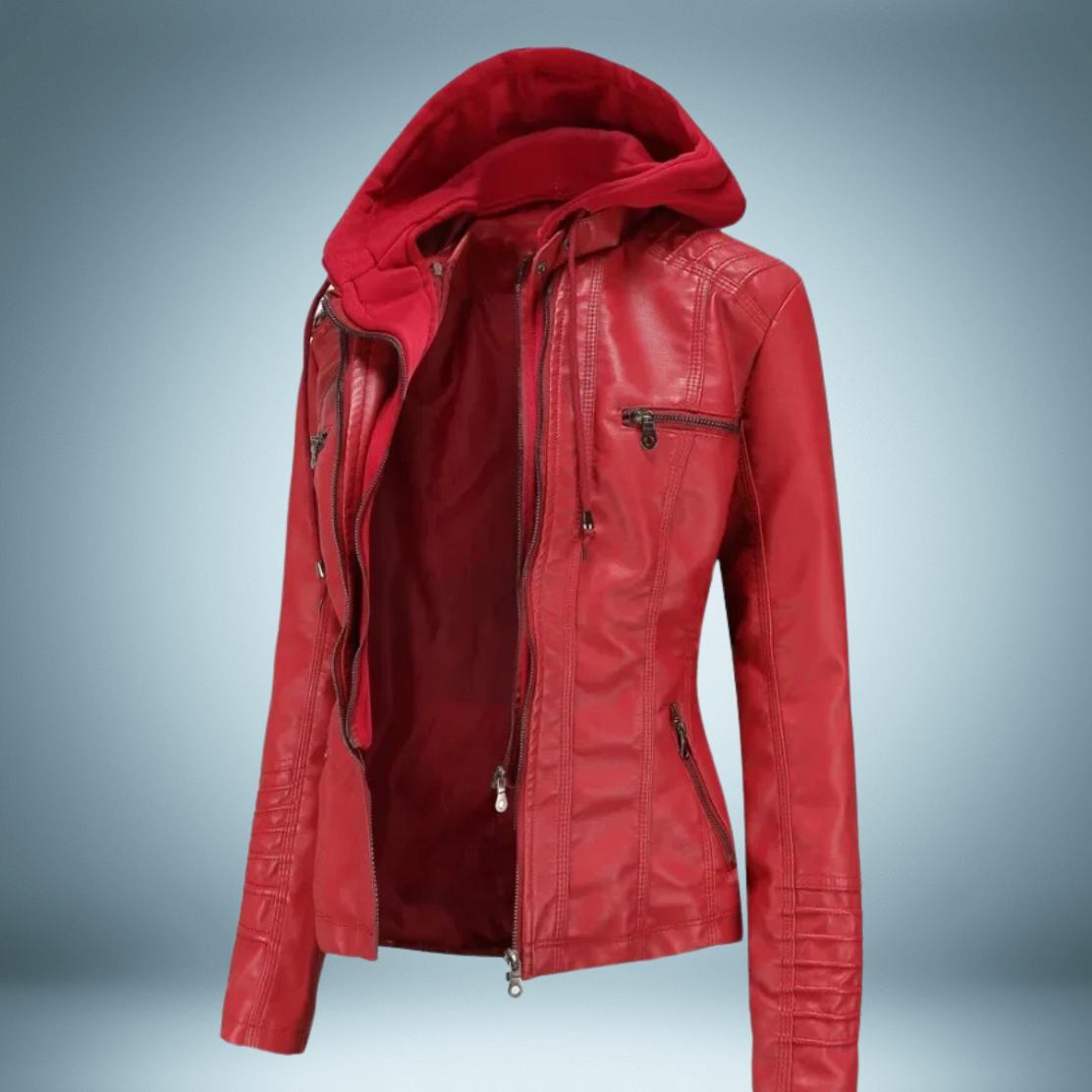 Annalise - Lederjacke mit kapuze