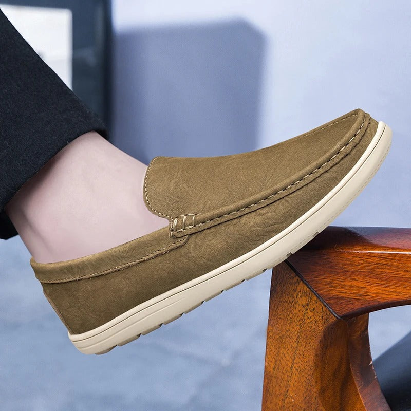 Herren-Slip-On-Loafer aus Leder mit gepolsterter Innensohle