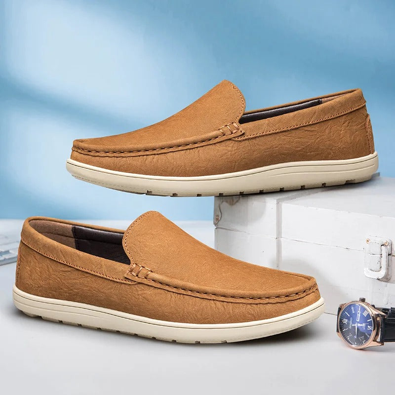 Herren-Slip-On-Loafer aus Leder mit gepolsterter Innensohle