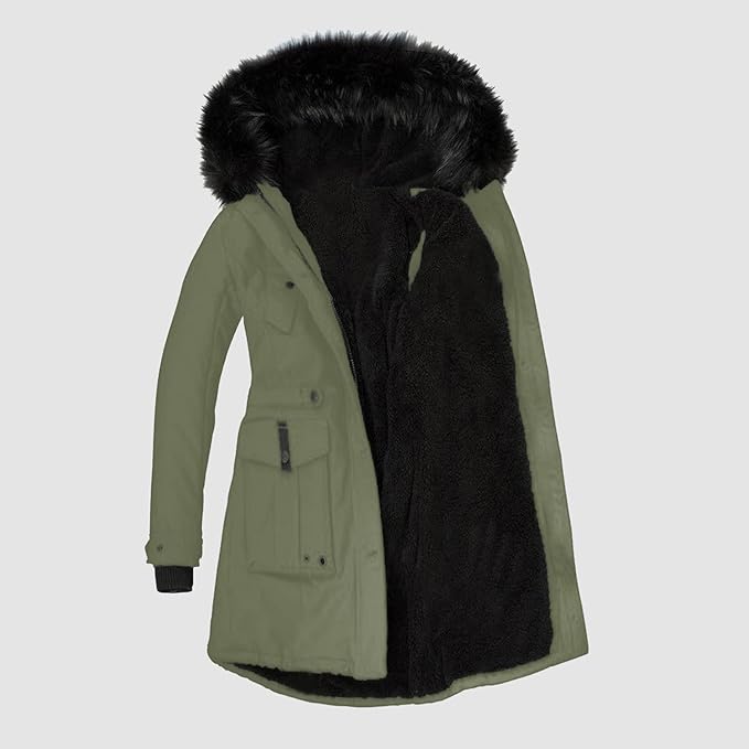Tiffany - Stylischer Damenparka Mit Schwarzem Kunstfell