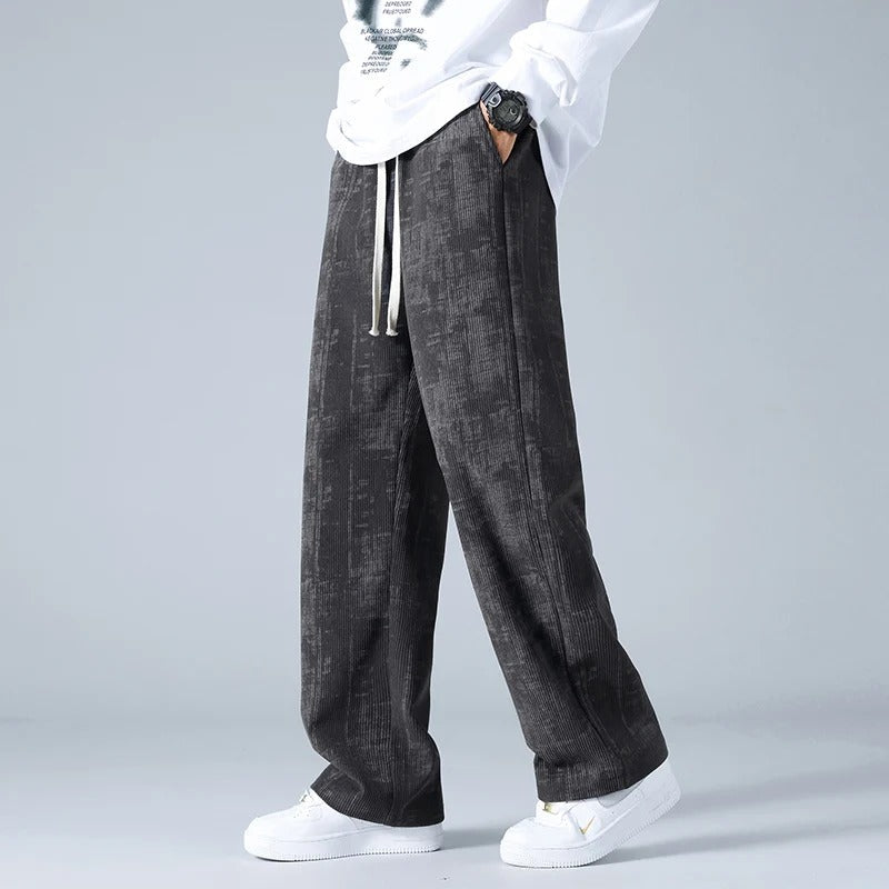 Herren-Cordhose mit weitem Bein und Kordelzug in der Taille