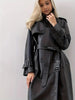 Regina - Trenchcoat Lederjacke Mit Gürtel