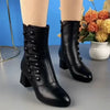 Marina - Warme Leder damenstiefel aus grobem leder