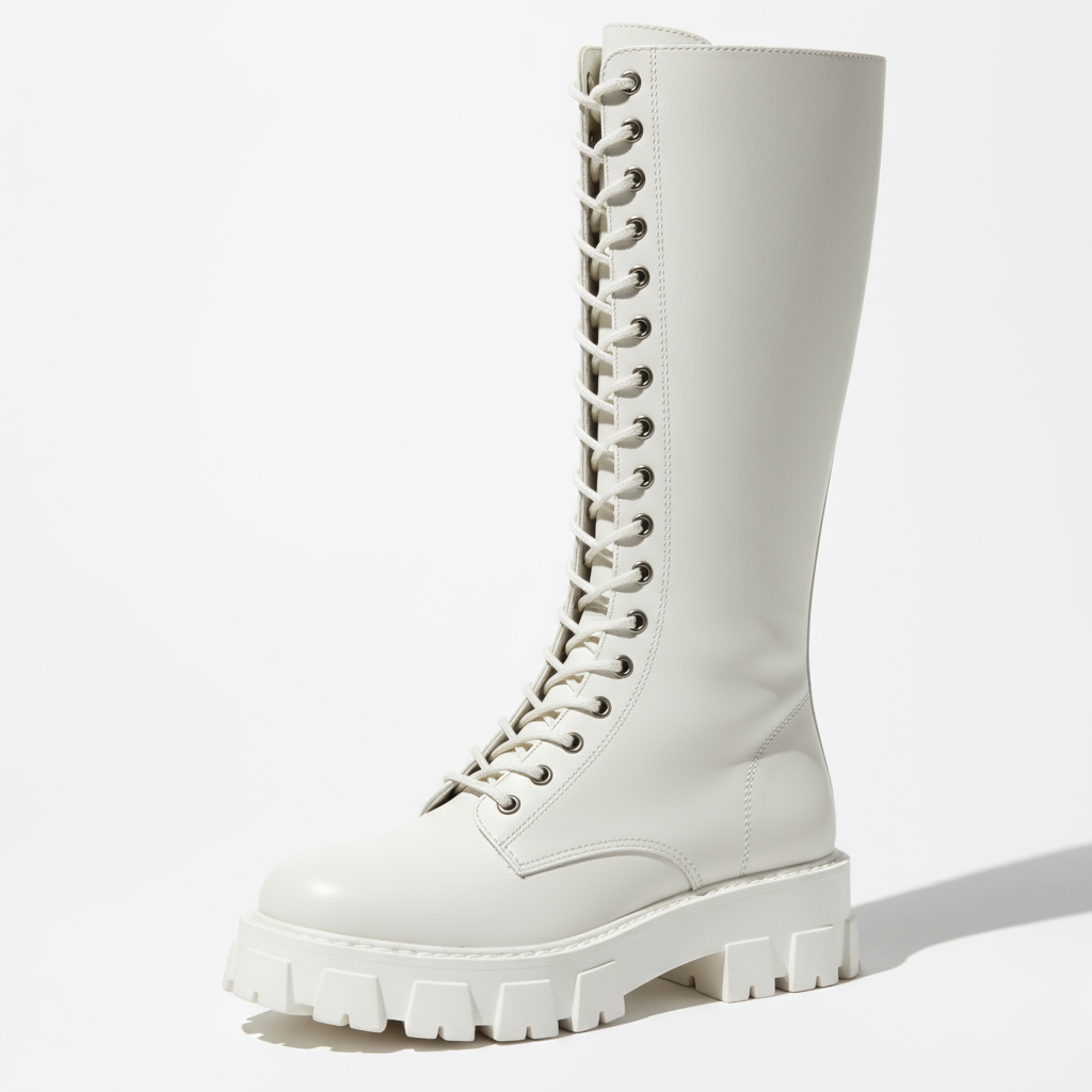 Damen Schnürstiefel Kniehoch – Chunky Plateau & Bequeme Laufsohle