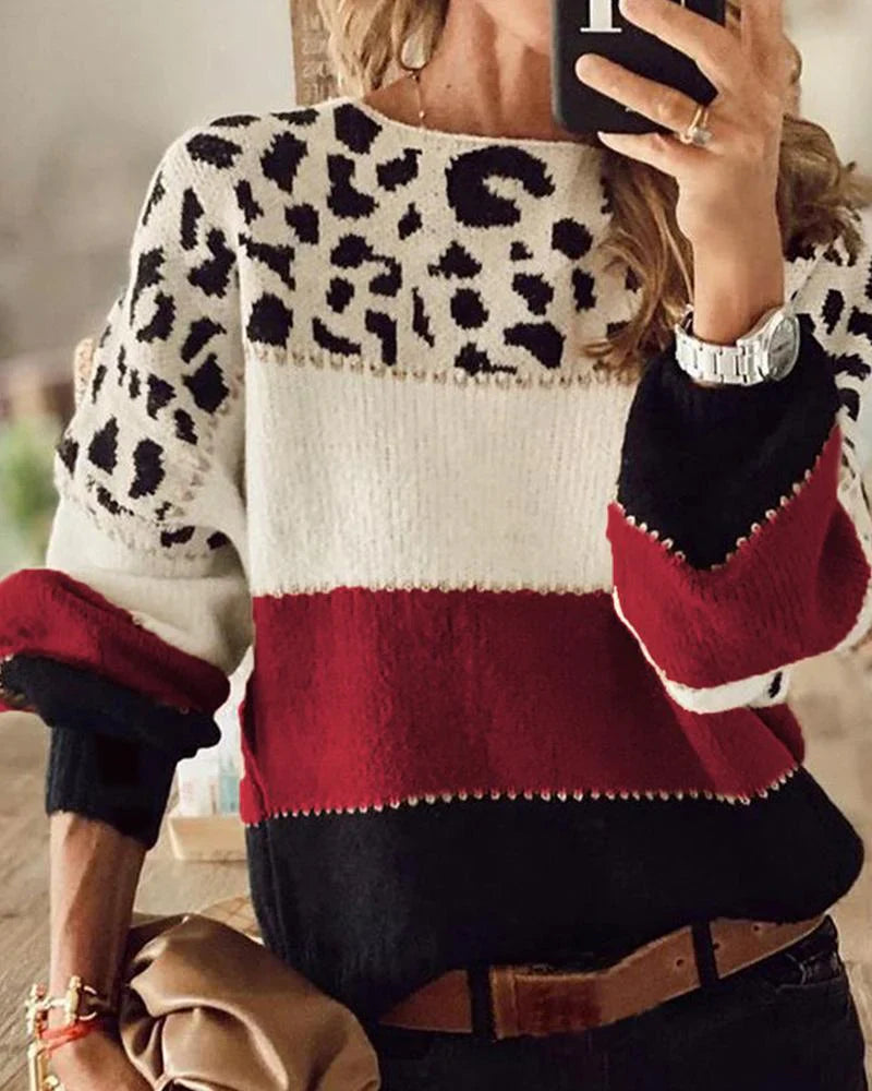 Melanie - Gestreiftes Sweatshirt Mit Leopardenmuster