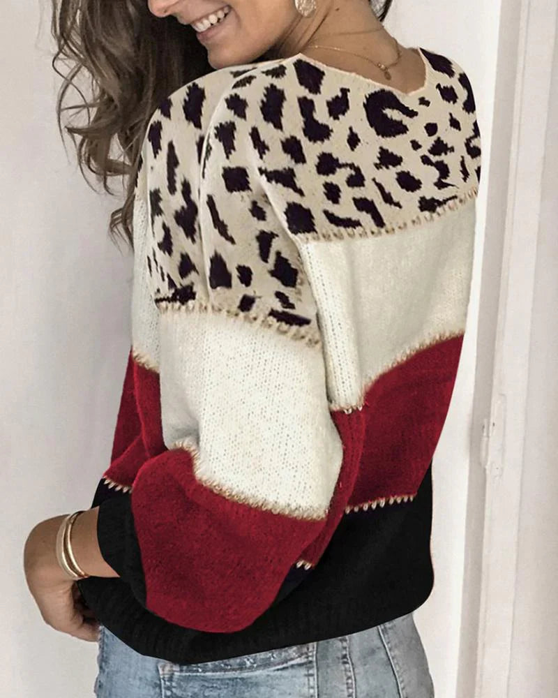 Melanie - Gestreiftes Sweatshirt Mit Leopardenmuster
