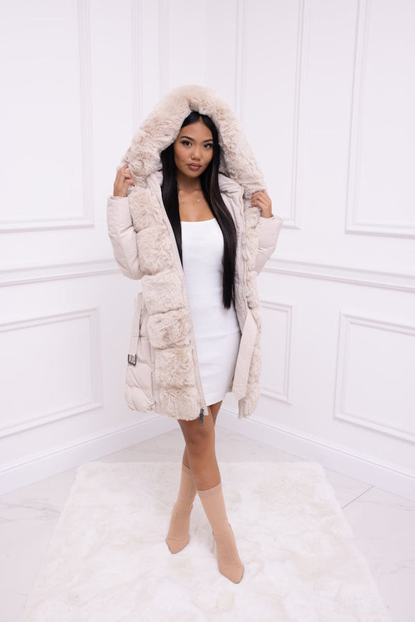 Eden - Stylische jacke mit kapuze gürtel und verstellbarer taille