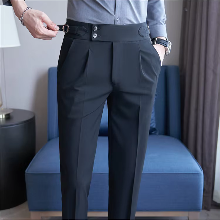 Herren Hochtaillierte Anzughose - Viskose-Spandex-Mix