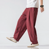 Herren-Leinenhose mit weitem Bein und Kordelzug in der Taille