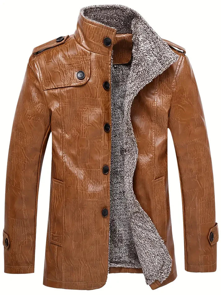 Caleb - Herren lederjacke mit fleecefutter