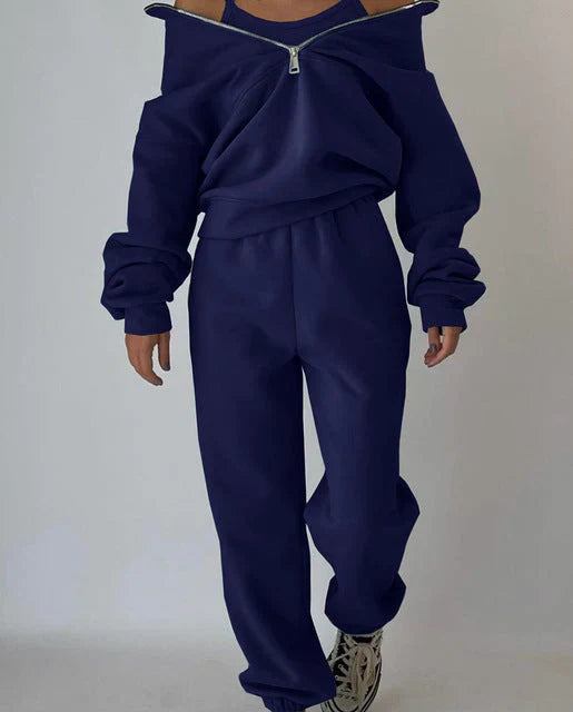 Katherine - Sweatshirt und hose für damenbekleidung mit reißverschluss
