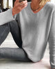 Isabel - Einfacher Einfarbiger Langarmpullover