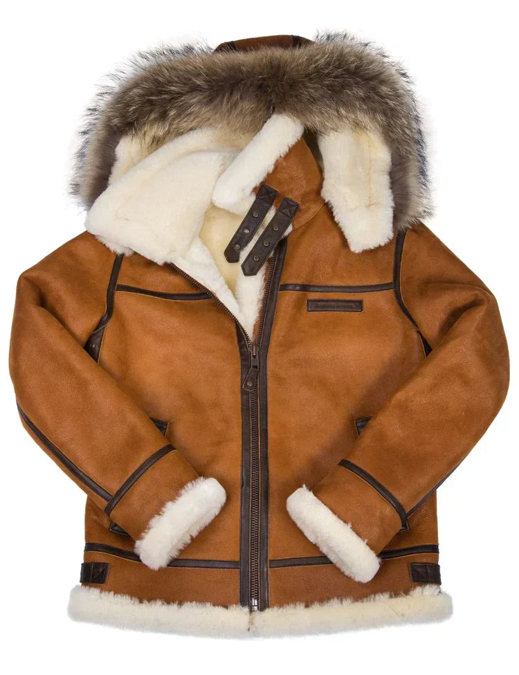Nathaniel - sheepskin jacket with fur hood