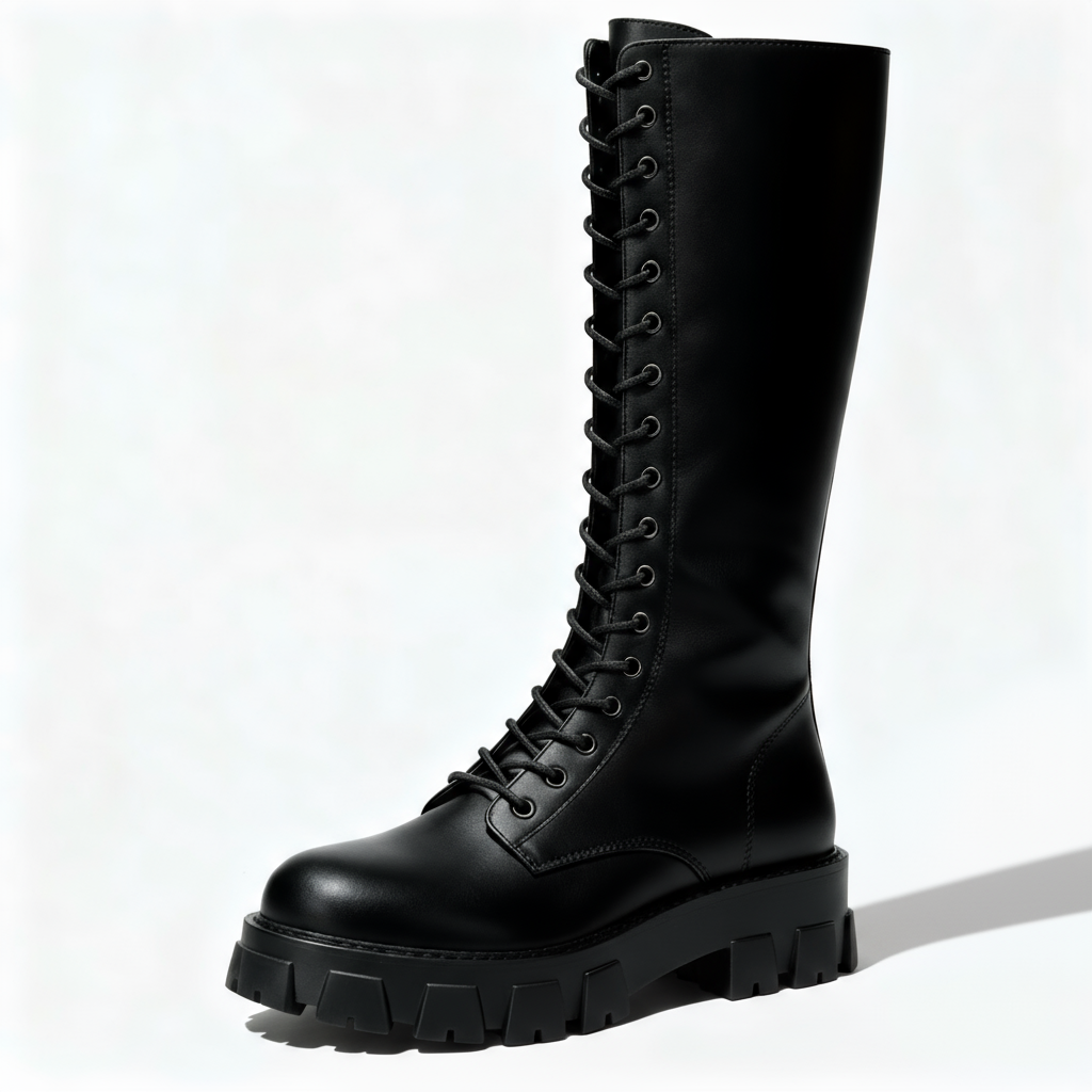 Damen Schnürstiefel Kniehoch – Chunky Plateau & Bequeme Laufsohle