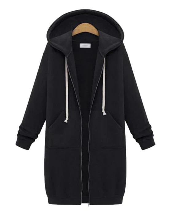 Linda - Gemütlicher langer hoodie mit reißverschluss