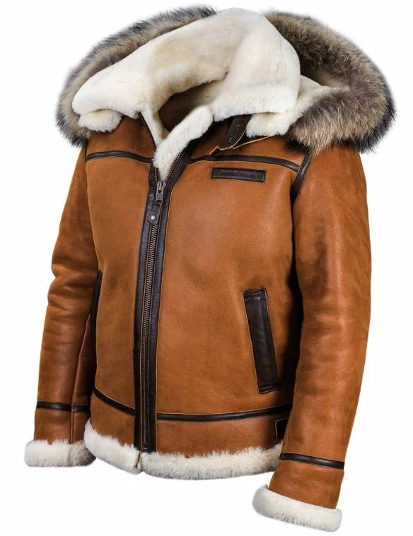Nathaniel - sheepskin jacket with fur hood