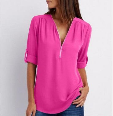 Frauke - Elegante Bluse mit halbem Reißverschluss