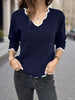 Carly - Lässiger strickpullover mit muschelbesatz und v-ausschnitt