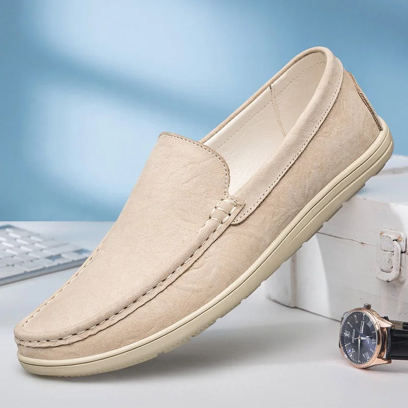 Herren-Slip-On-Loafer aus Leder mit gepolsterter Innensohle