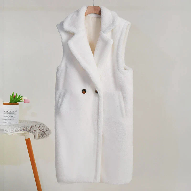Ärmelloser Teddy Mantel für Damen