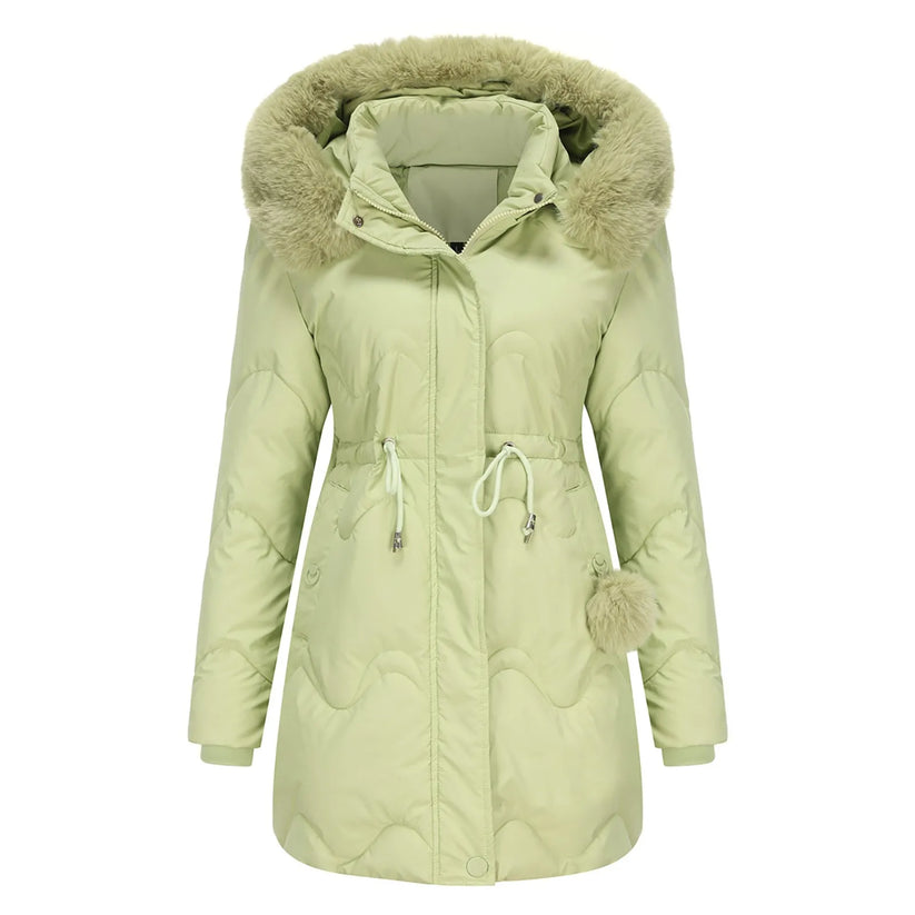 Lorelai - Gesteppter wintermantel mit flauschigem kragen
