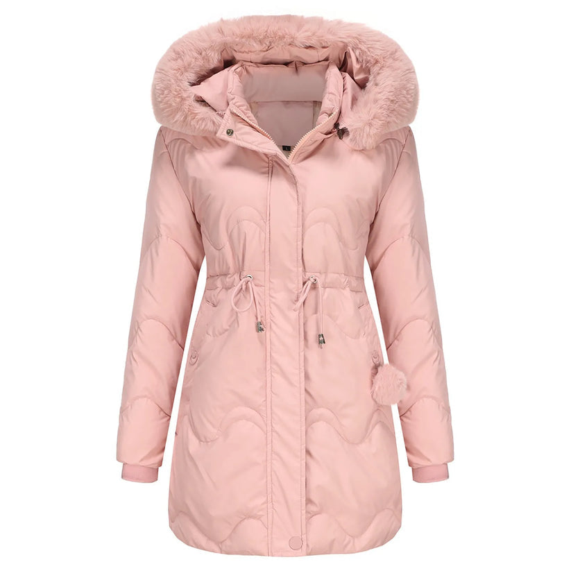 Lorelai - Gesteppter wintermantel mit flauschigem kragen