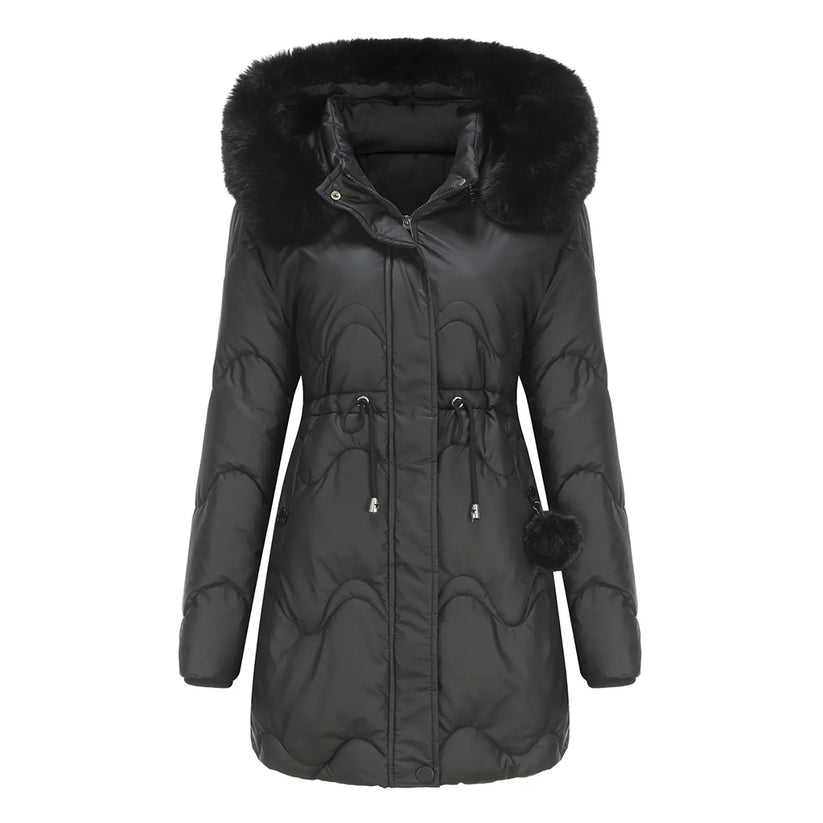 Lorelai - Gesteppter wintermantel mit flauschigem kragen