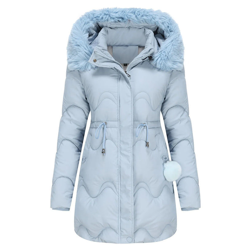 Lorelai - Gesteppter wintermantel mit flauschigem kragen