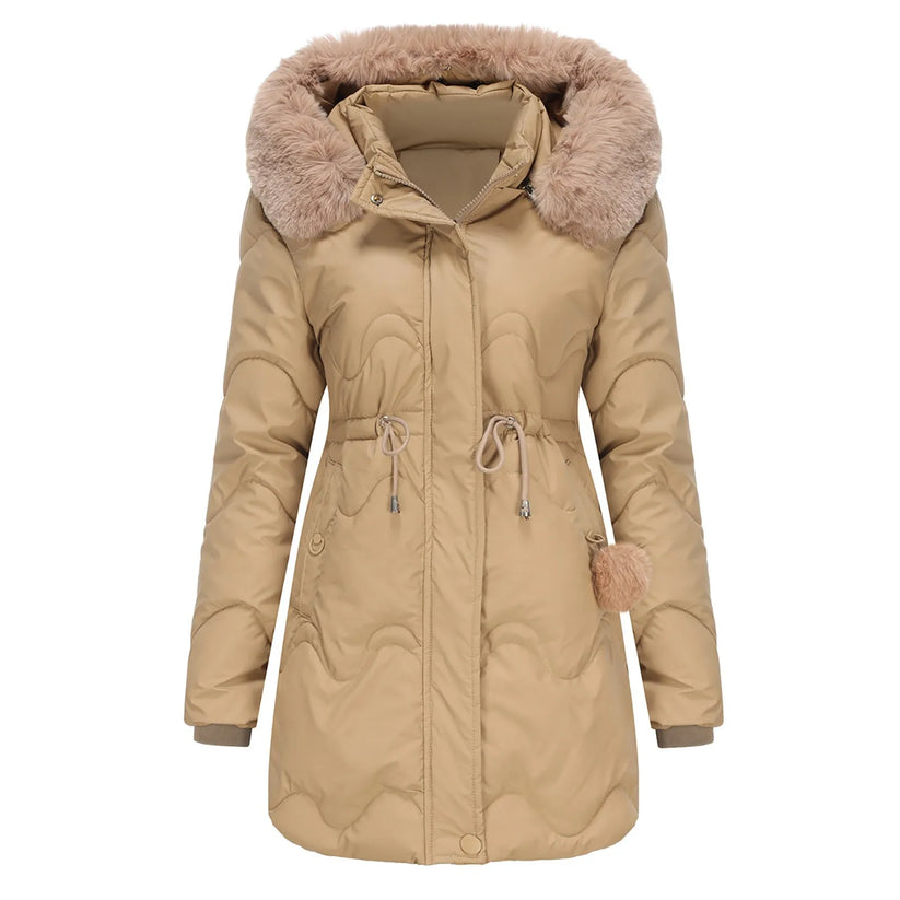 Lorelai - Gesteppter wintermantel mit flauschigem kragen