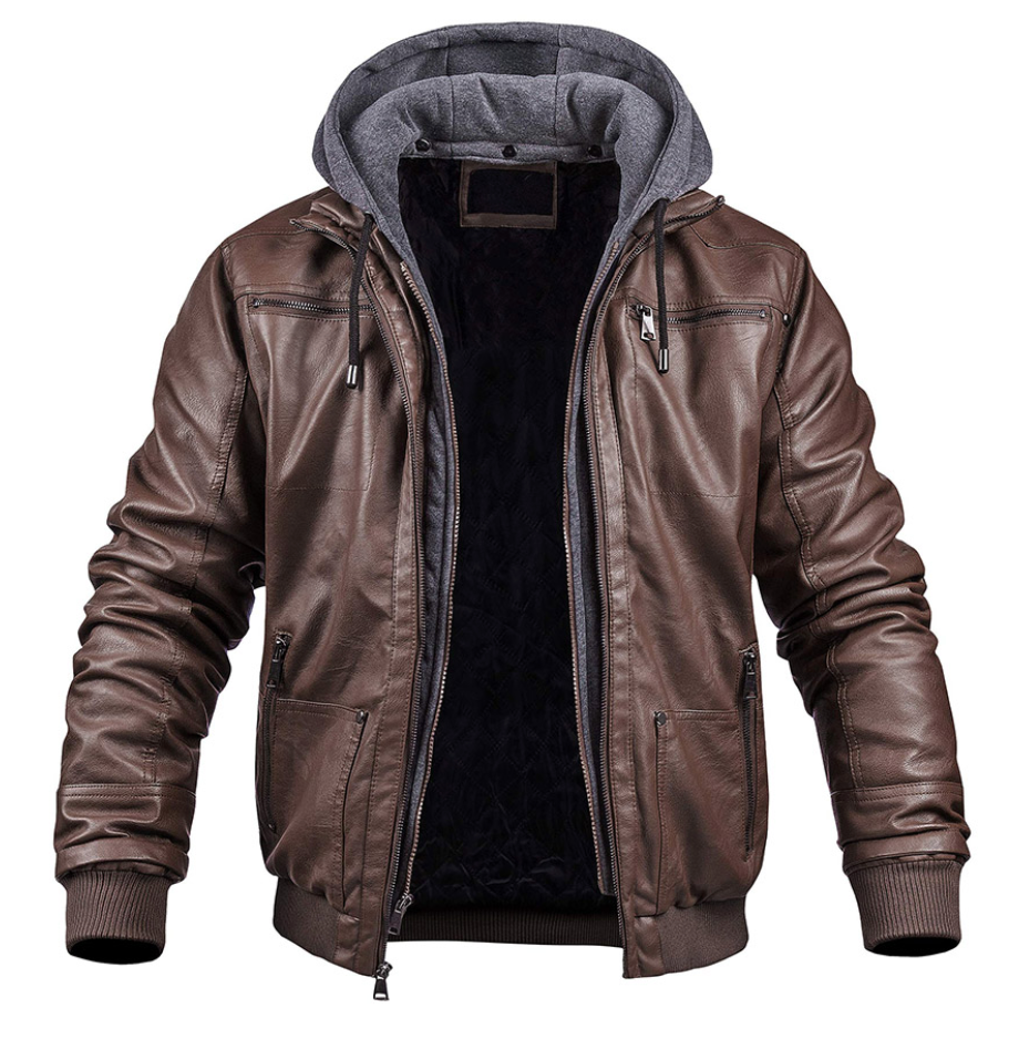 Vincent - Stylische premium leder winterjacke mit kapuze