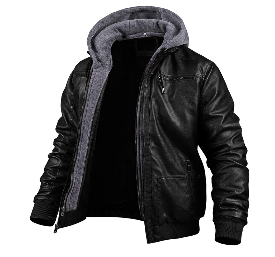 Vincent - Stylische premium leder winterjacke mit kapuze