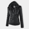 Sally - Damen lederjacke mit kapuze