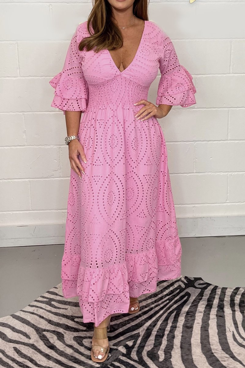 Karina - Kleid mit V-Ausschnitt und floralem Muster
