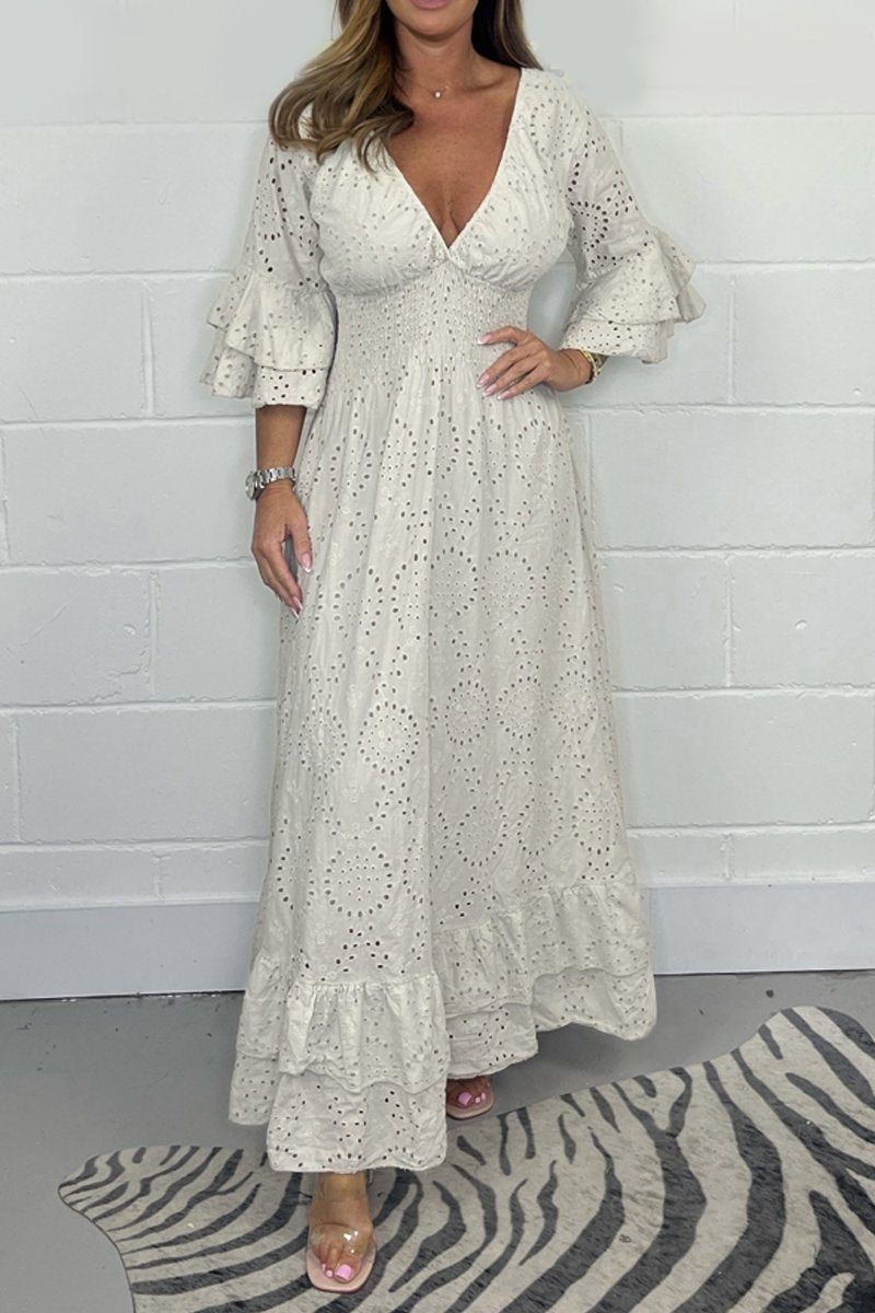 Karina - Kleid mit V-Ausschnitt und floralem Muster