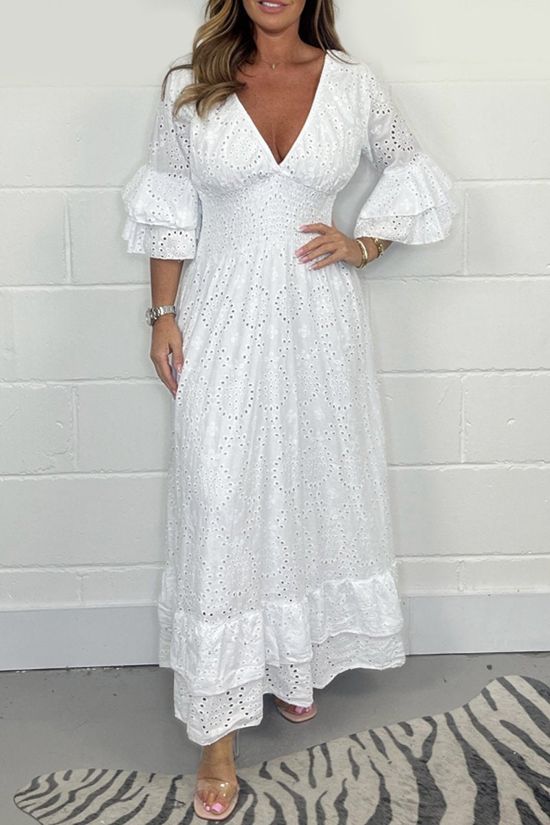 Karina - Kleid mit V-Ausschnitt und floralem Muster