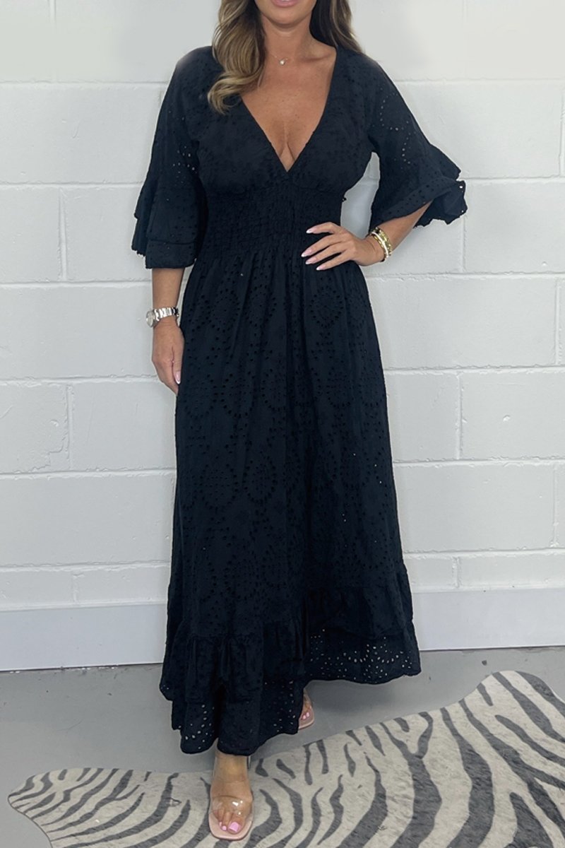 Karina - Kleid mit V-Ausschnitt und floralem Muster
