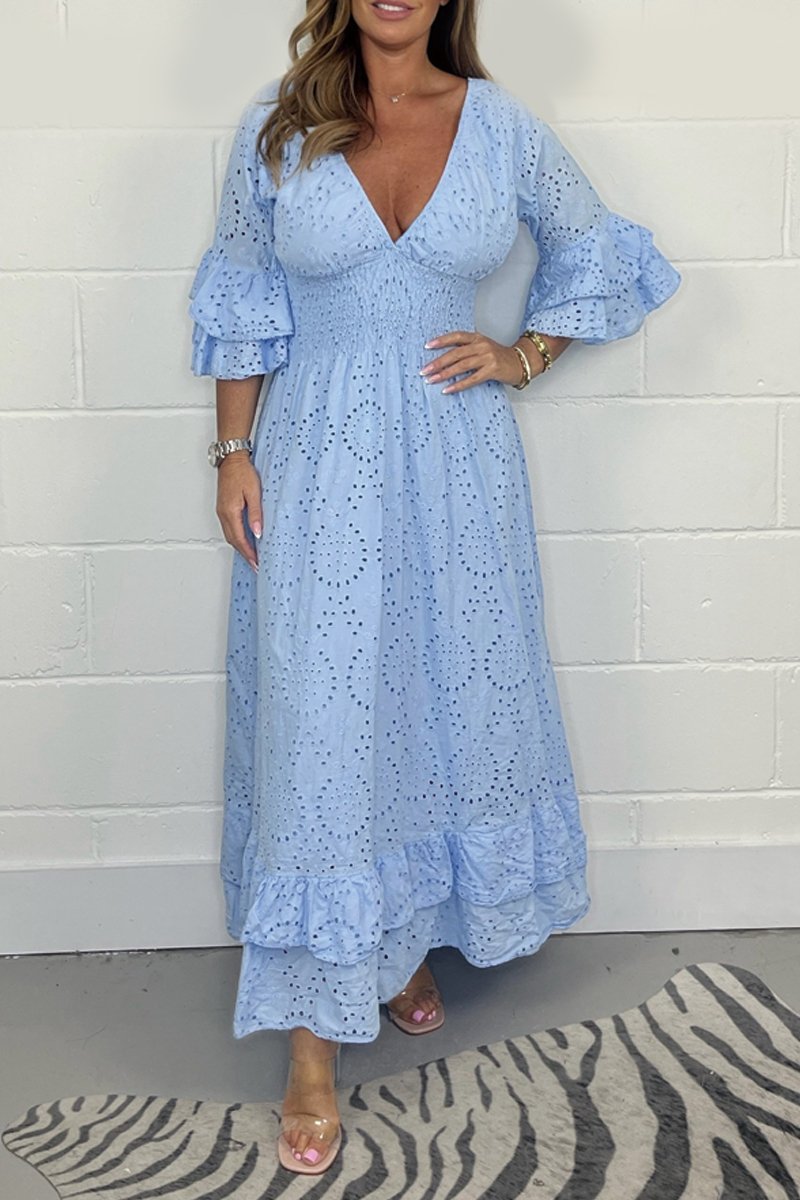 Karina - Kleid mit V-Ausschnitt und floralem Muster