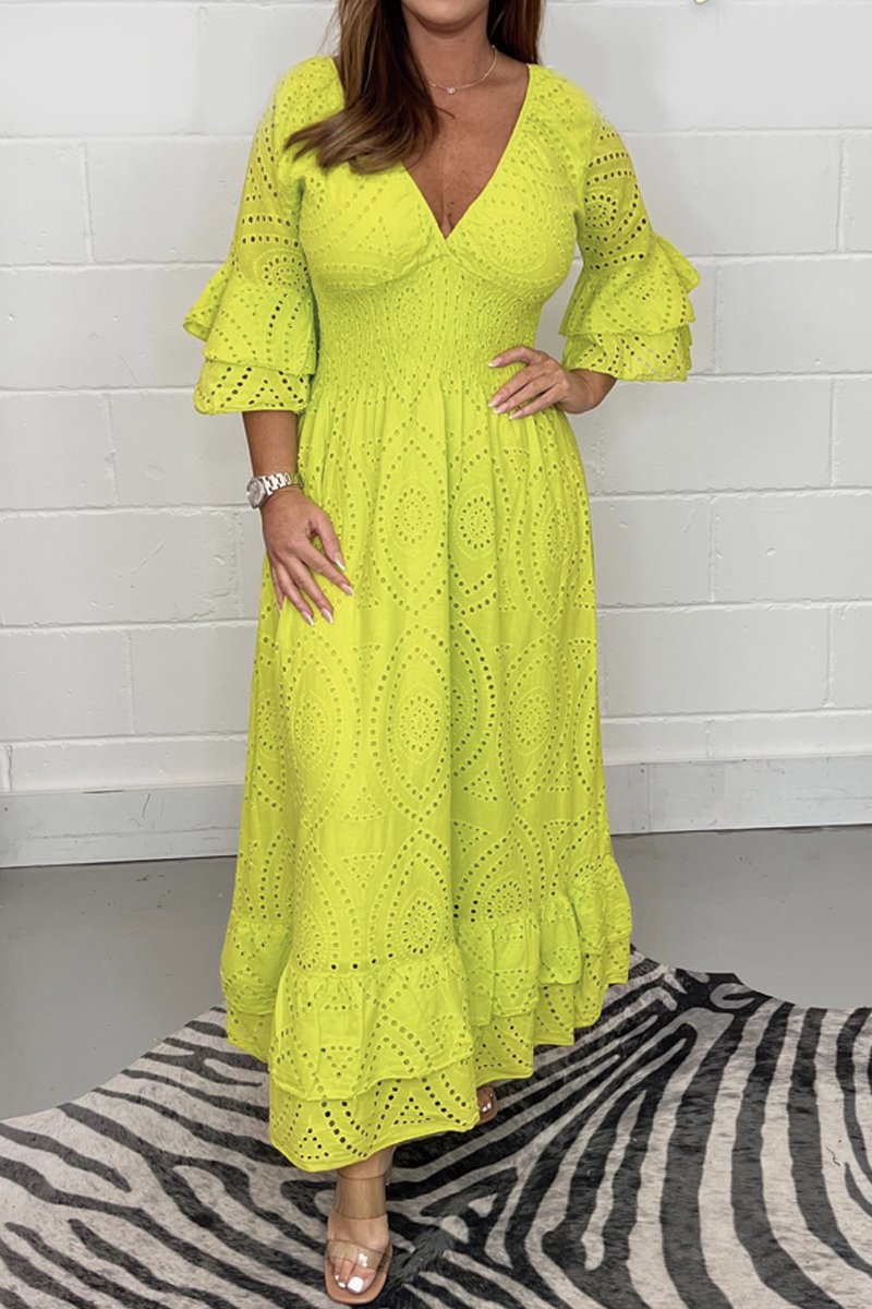 Karina - Kleid mit V-Ausschnitt und floralem Muster