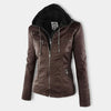 Sally - Damen lederjacke mit kapuze