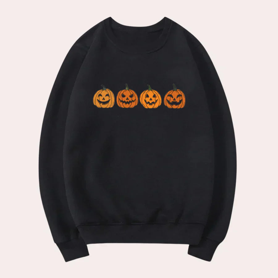 Fiona - Damen Halloween-Pullover mit Kürbis-Motiv