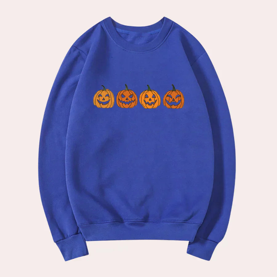 Fiona - Damen Halloween-Pullover mit Kürbis-Motiv