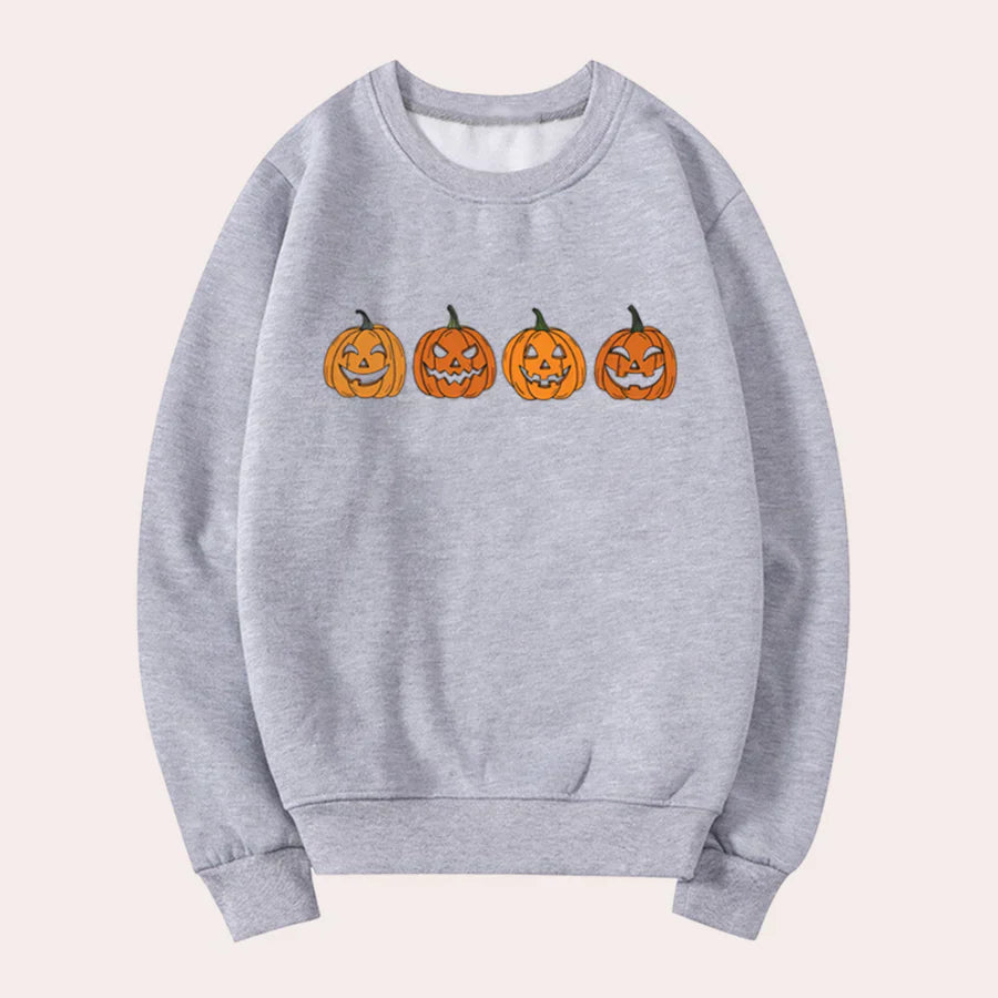 Fiona - Damen Halloween-Pullover mit Kürbis-Motiv