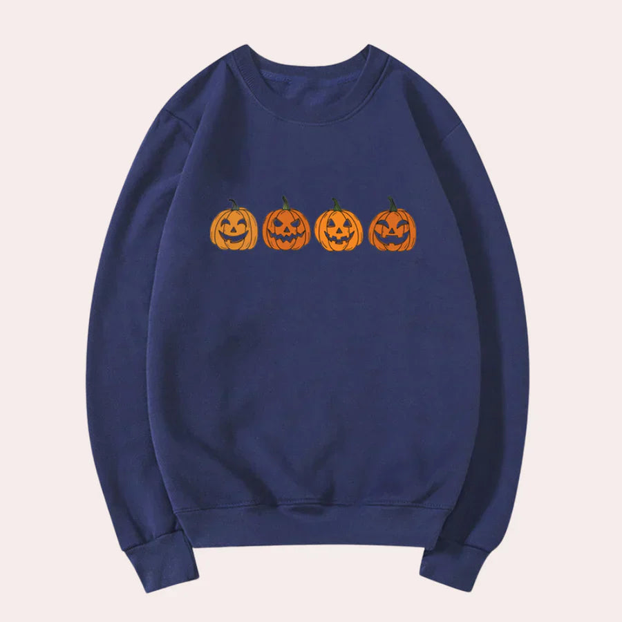 Fiona - Damen Halloween-Pullover mit Kürbis-Motiv