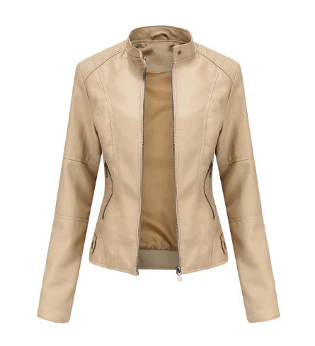 Pauline - Damen lederjacke mit mao