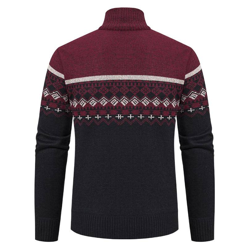 Cardigan mit Stehkragen und Norwegermuster für Herren