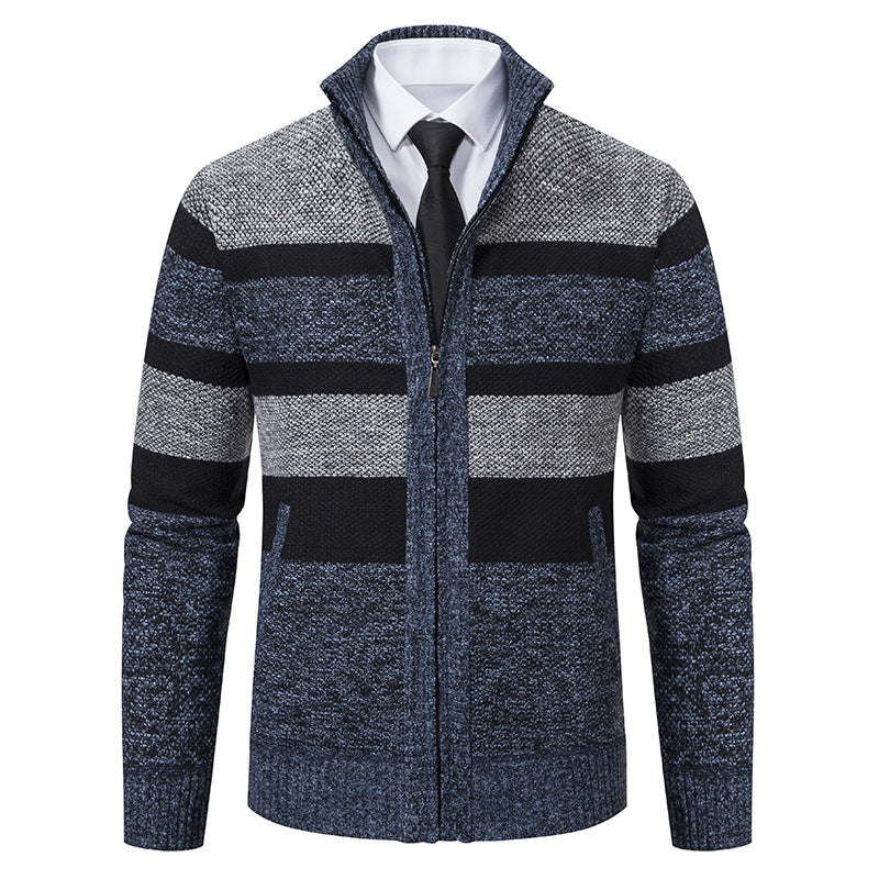 Cardigan mit Stehkragen und Streifenmuster für Herren
