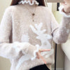 Vanessa - Lässiger pullover mit rüschen und dicker nerzhaar-stickerei