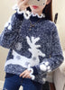 Vanessa - Lässiger pullover mit rüschen und dicker nerzhaar-stickerei