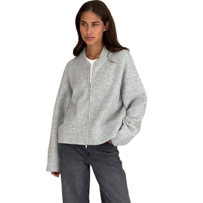 Casual Cardigan mit hohem Kragen für Damen