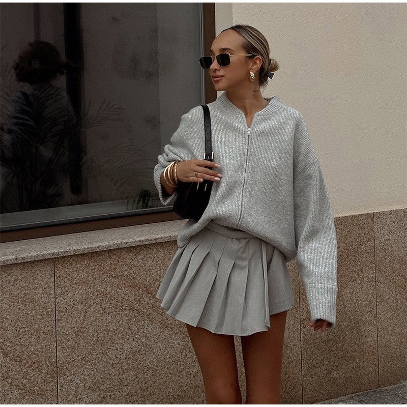 Casual Cardigan mit hohem Kragen für Damen